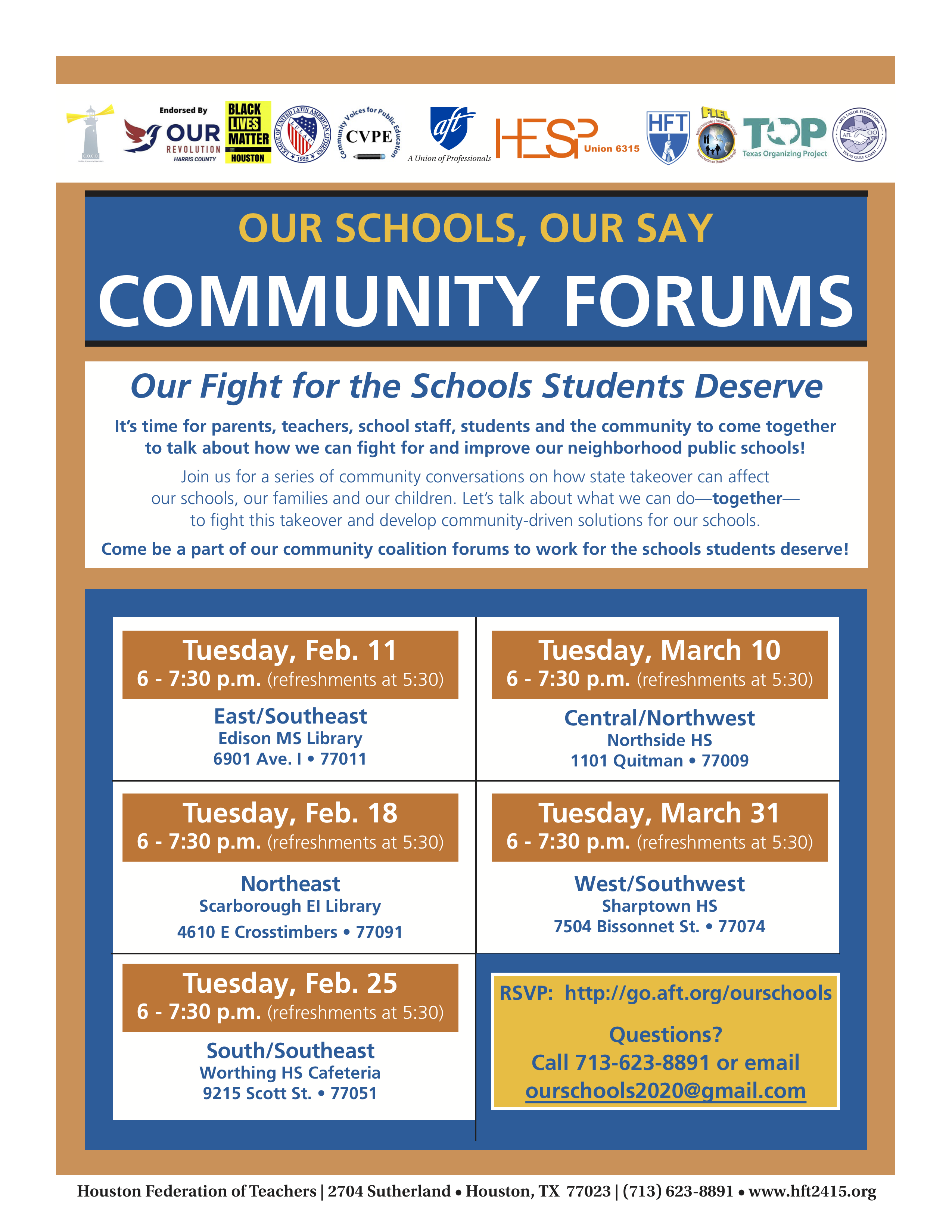 Flier: Our Schools, Our Say Community Forum